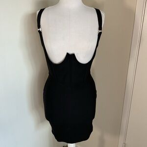 Mad For Love Black Midi Bodycon Bandage Dress Strappy Cutout Size M